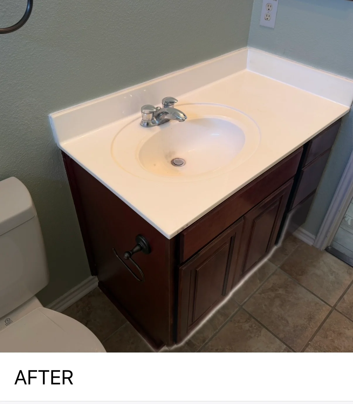 Bathroom vanity refresh with updated paint and clean modern finish by City on a Hill Painting